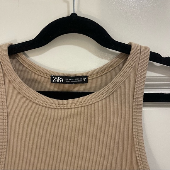 SIZE M | Zara Ribbed Cropped Tank Top in Tan (fits like XS-S) - Picture 3 of 3